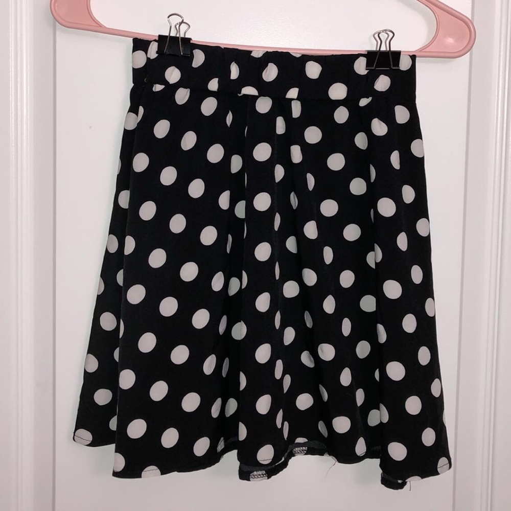 kids black with white polka dot skirt